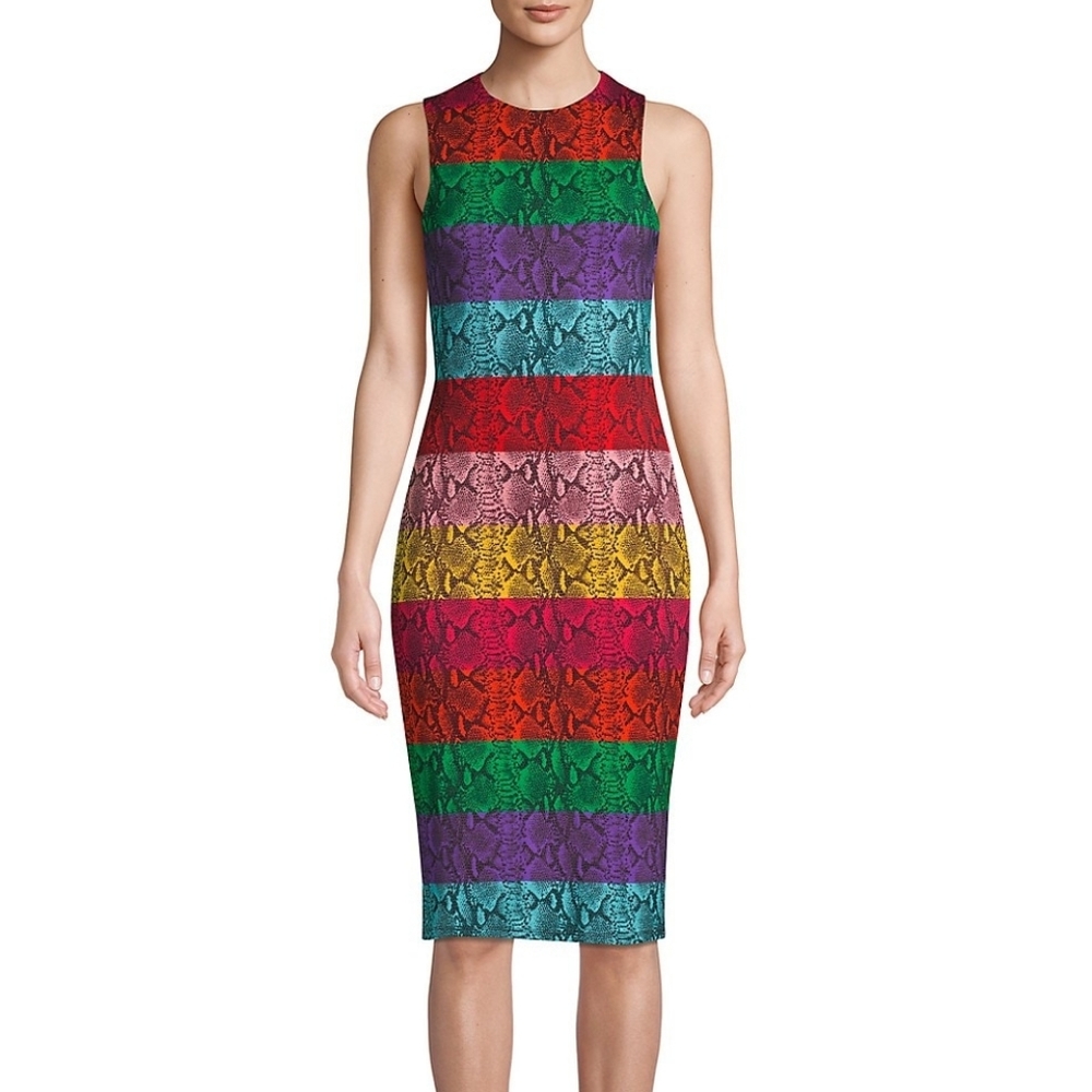 ALICE +OLIVIA colorblock snakeskin sheath dress
